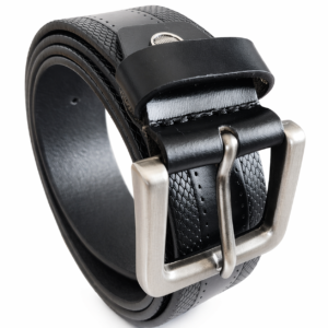 Men’s Cross Hatch Leather Belt – Black | TIMBER & TANNERY Genuine Leather Textured Belt | Premium Durable Buckle | Formal & Casual Wear | Size 32