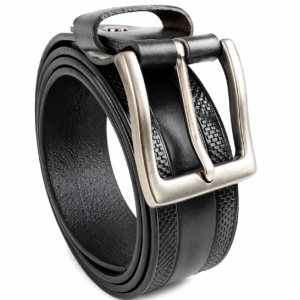 Men’s Diamond Pattern Leather Belt – Black | TIMBER & TANNERY Genuine Leather Textured Belt | Premium Durable Buckle | Formal & Casual Wear | Size 32