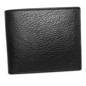Men’s Embossed Leather Bifold Wallet – Black | TIMBER & TANNERY Genuine Leather Slim Minimalist Wallet | Compact Card Holder with Cash Slot | Premium Gift for Men