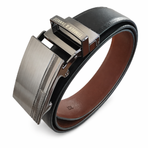 Men’s Reversible Auto Lock Leather Belt – Black & Brown | TIMBER & TANNERY Genuine Leather Ratchet Belt | Holeless Adjustable Fit | Formal & Casual Wear | Size 28–38